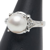 Pt900 プラチナ アコヤパール9.1mm ダイヤ0.10ct リング 指輪 レディース 12号 【中古】